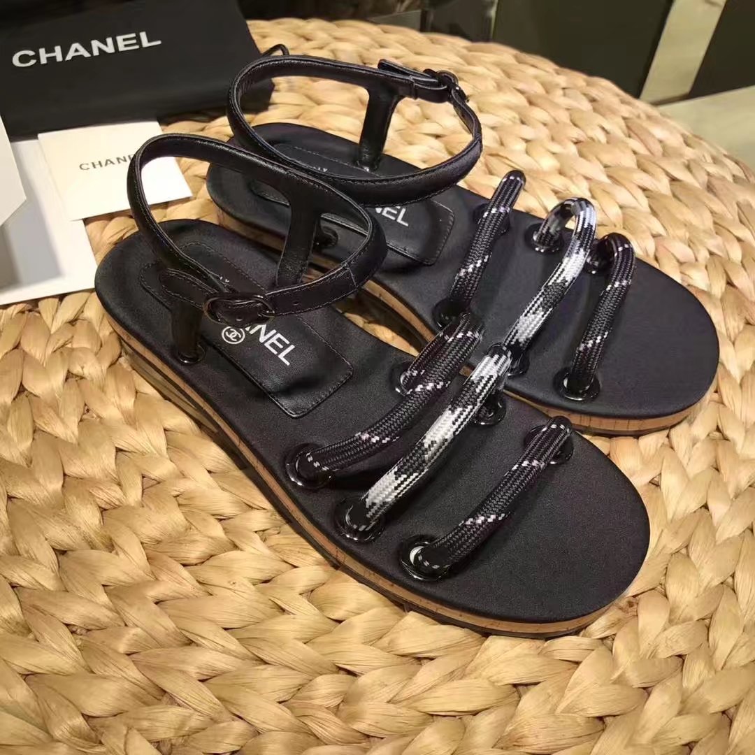 Chanel Sandal Leather CH2143 Black