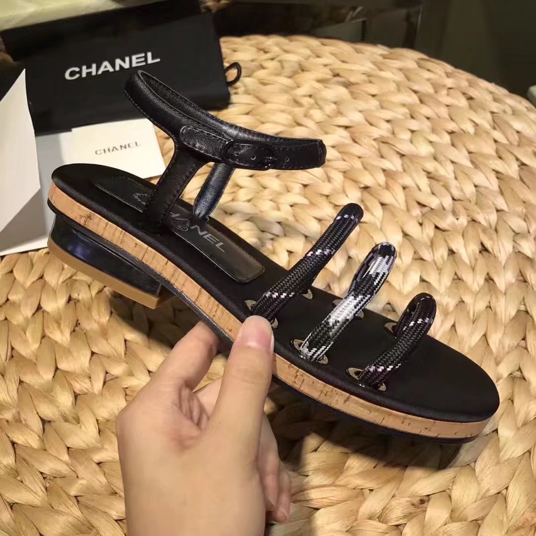 Chanel Sandal Leather CH2143 Black