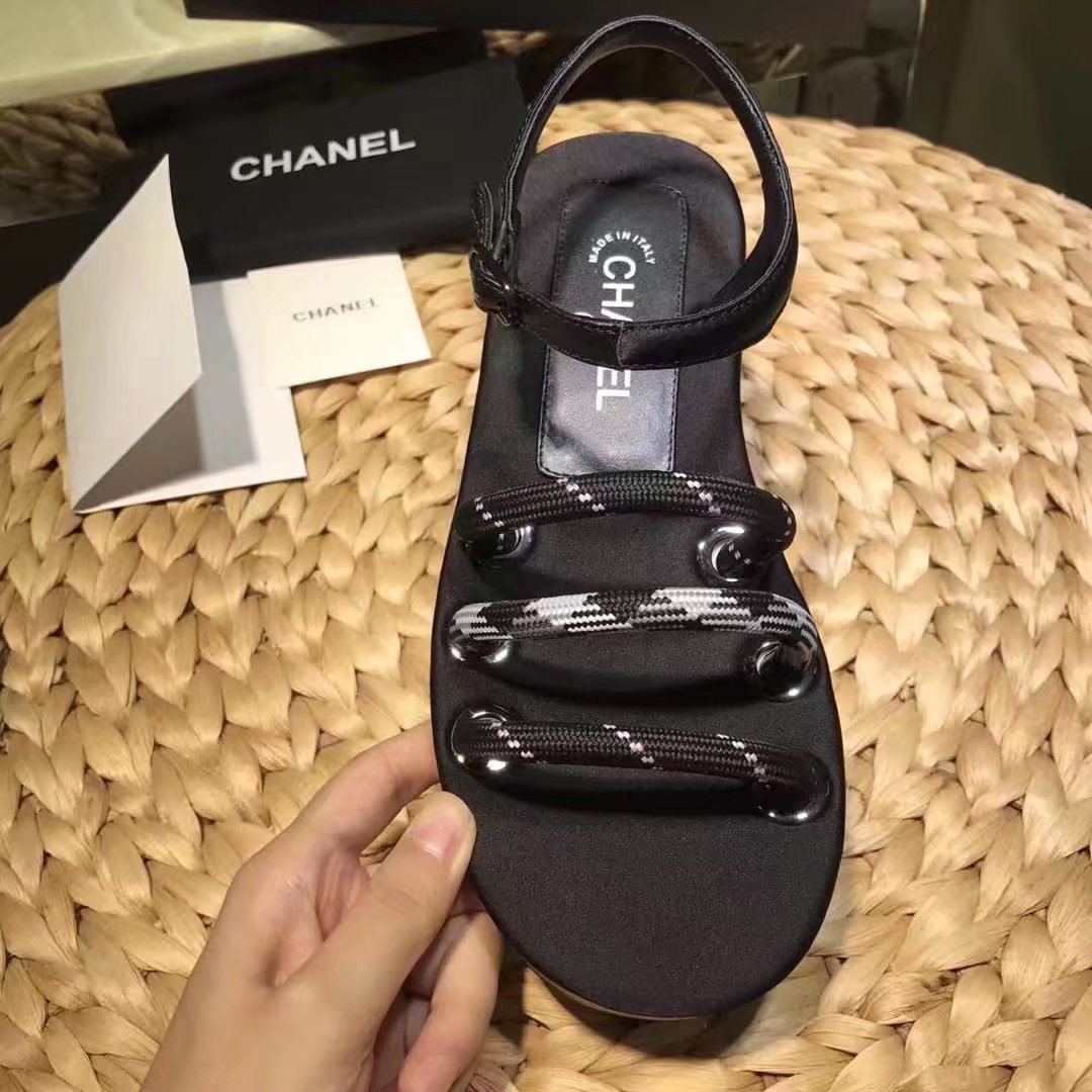 Chanel Sandal Leather CH2143 Black