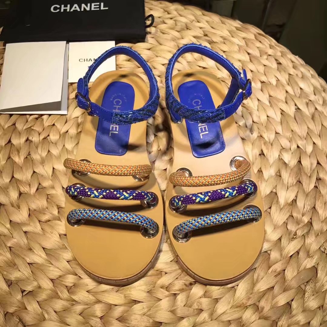 Chanel Sandal Leather CH2143 Blue