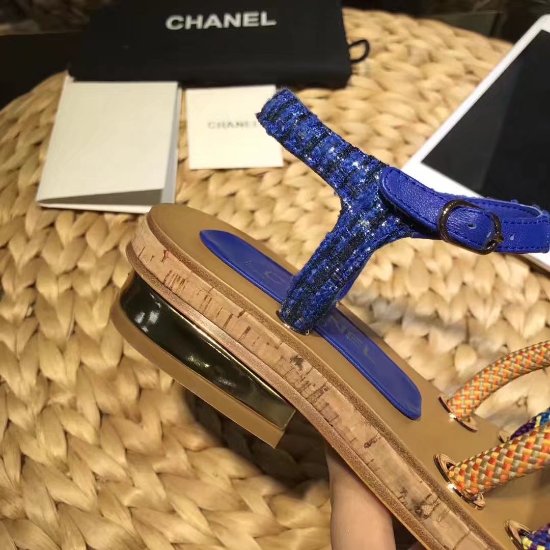 Chanel Sandal Leather CH2143 Blue