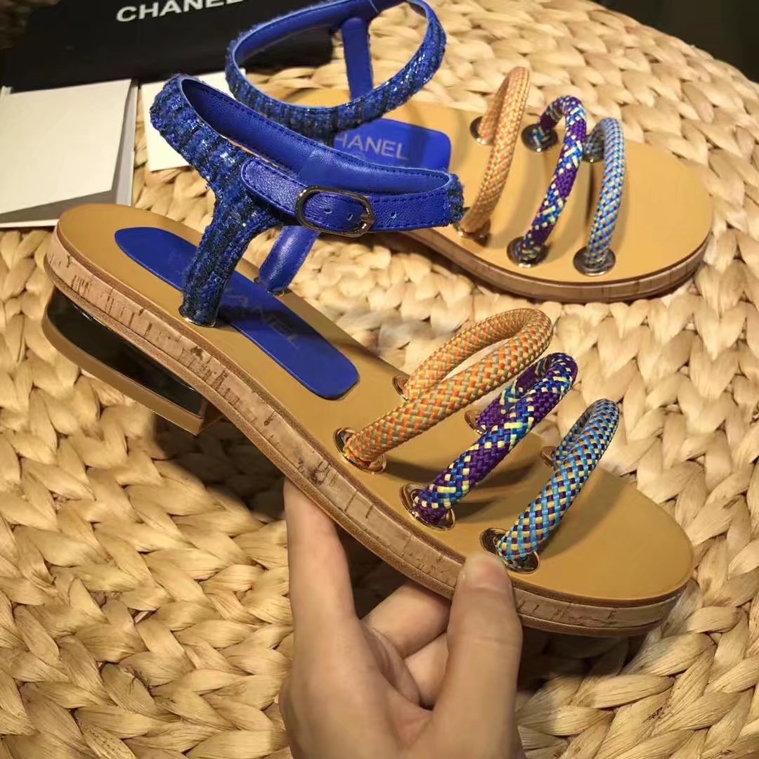 Chanel Sandal Leather CH2143 Blue