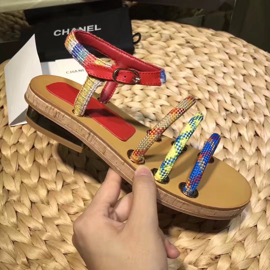 Chanel Sandal Leather CH2143 Red