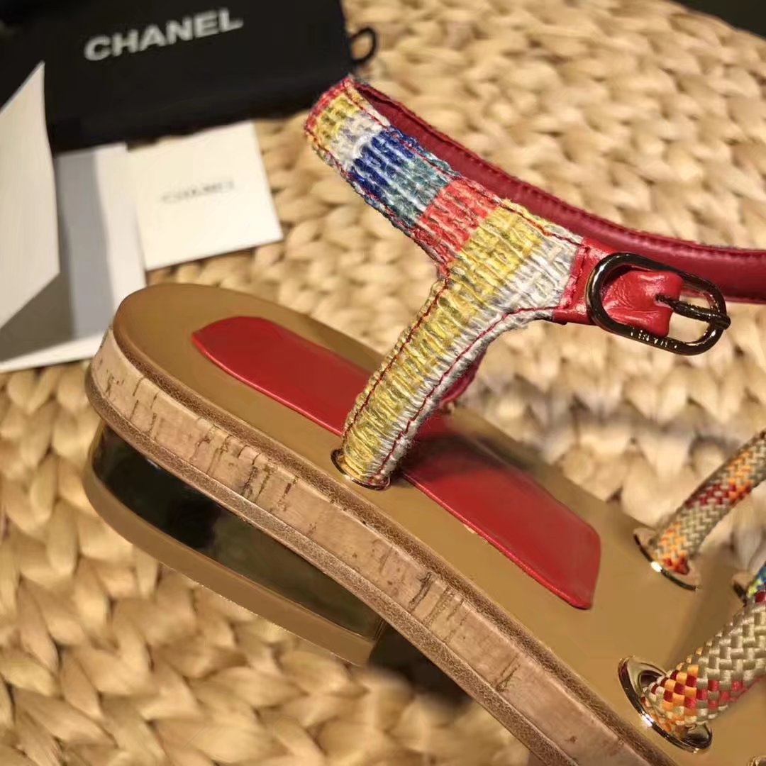 Chanel Sandal Leather CH2143 Red