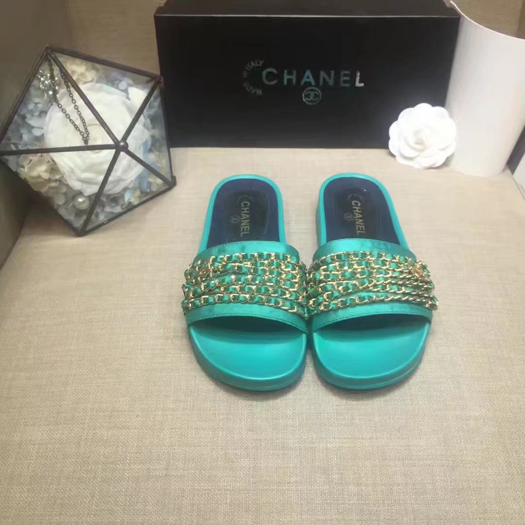 Chanel Slipper Leather CH2149 Green