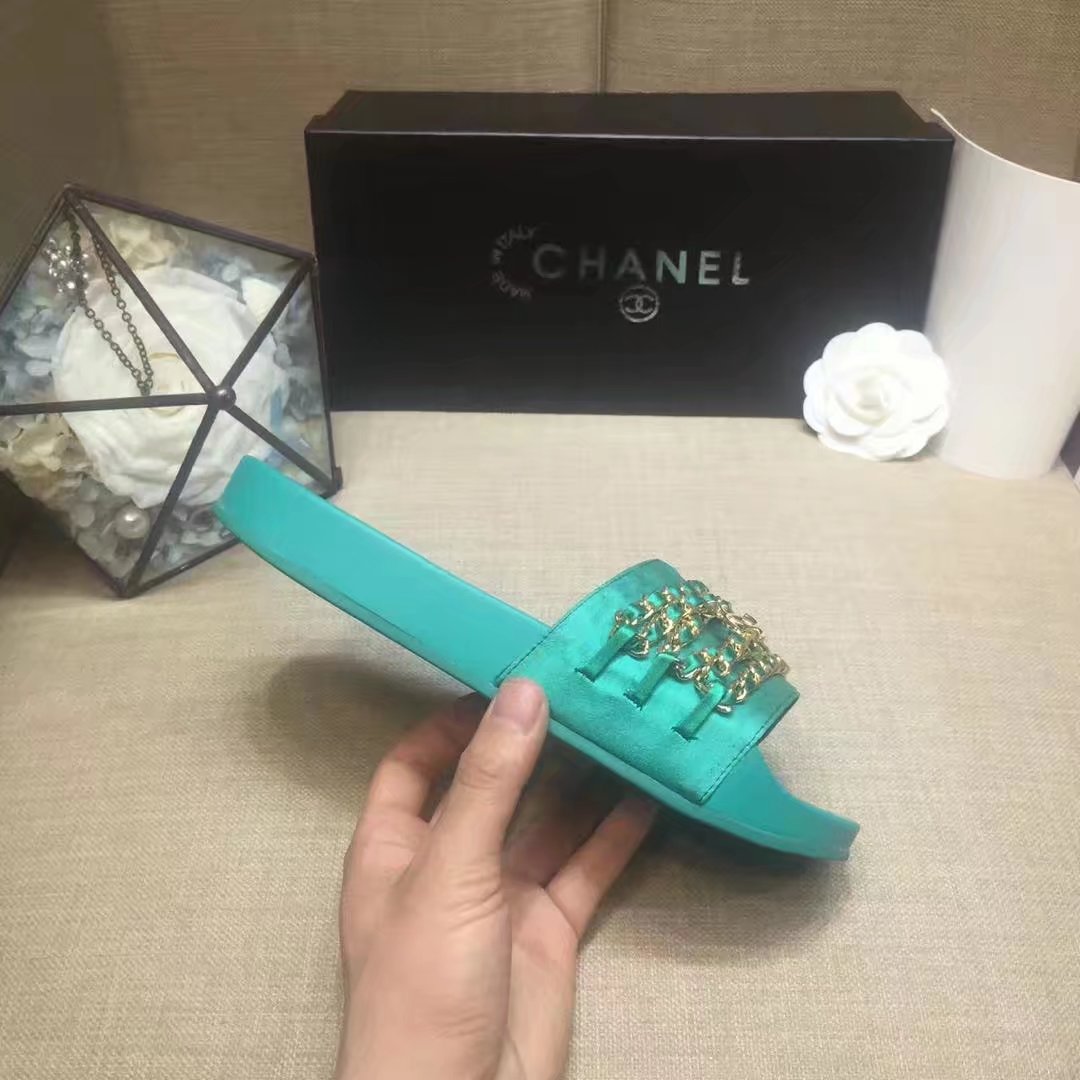 Chanel Slipper Leather CH2149 Green