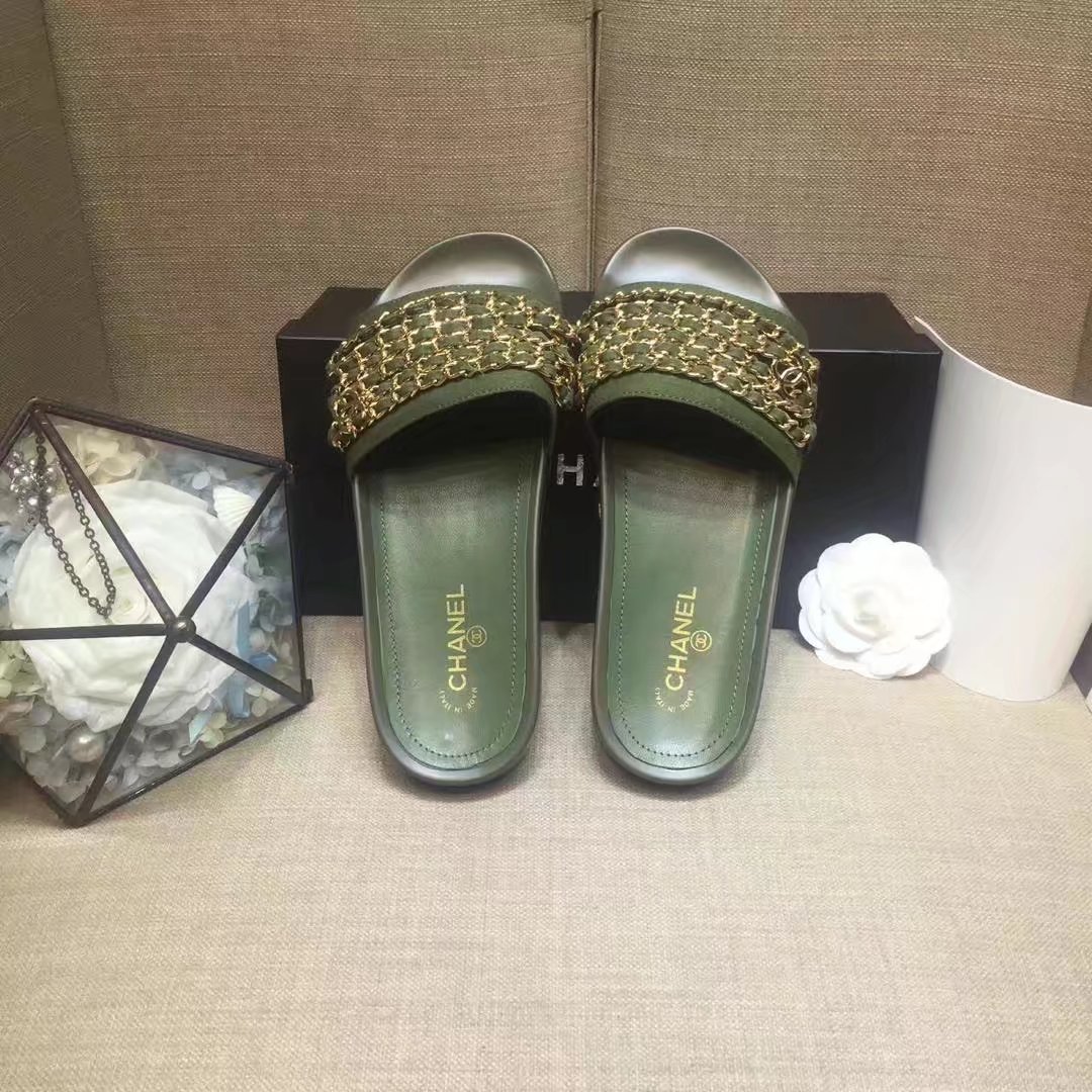 Chanel Slipper Leather CH2149 Light Green