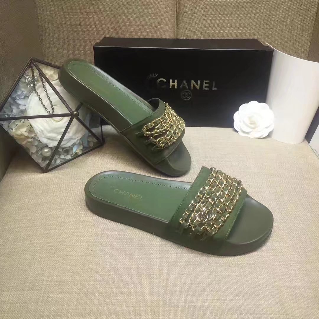 Chanel Slipper Leather CH2149 Light Green