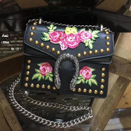 Gucci Dionysus Blooms Original Leather Shoulder Bag 421970 Black