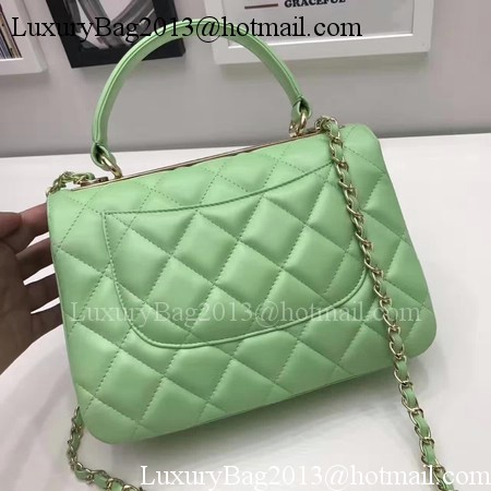 Chanel Classic Top Handle Bag Original Sheepskin Leather A92991 Green