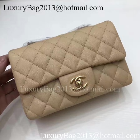 Chanel mini Classic Flap Bag Original Cannage Pattern A1116 Apricot