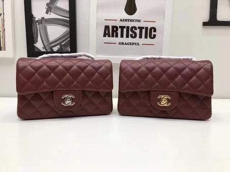 Chanel mini Classic Flap Bag Original Cannage Pattern A1116 Wine