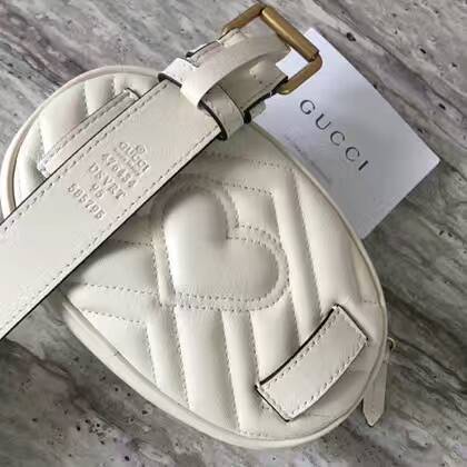 Gucci GG Marmont Quilted Leather Bag 476434 White