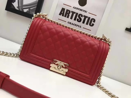 Boy Chanel Flap Bag Original Cannage Pattern Leather A67086 Red