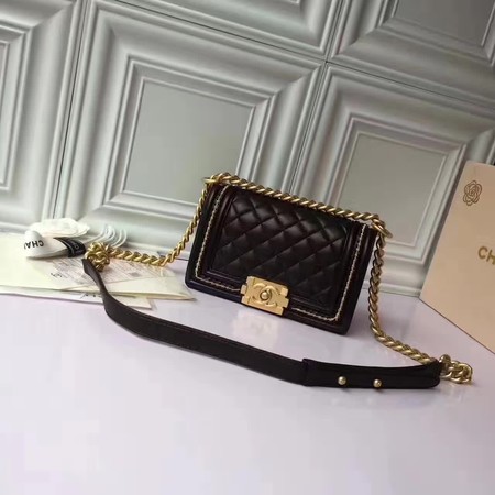 Boy Chanel Flap Shoulder Bag Sheepskin Leather A67085E Black