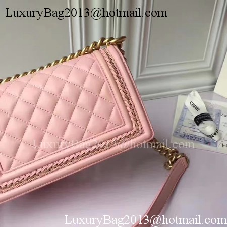 Boy Chanel Flap Shoulder Bag Sheepskin Leather A67085E Pink