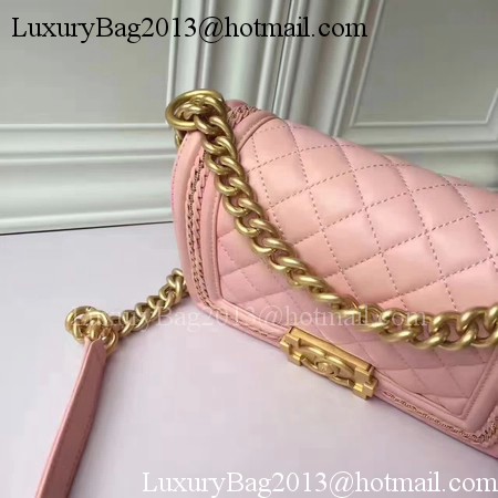 Boy Chanel Flap Shoulder Bag Sheepskin Leather A67085E Pink