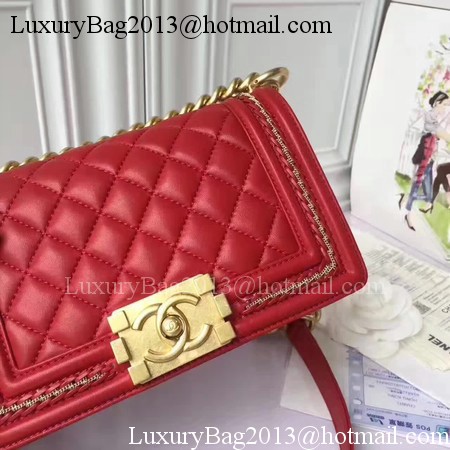 Boy Chanel Flap Shoulder Bag Sheepskin Leather A67085E Red