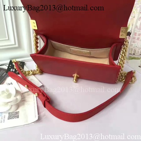 Boy Chanel Flap Shoulder Bag Sheepskin Leather A67085E Red