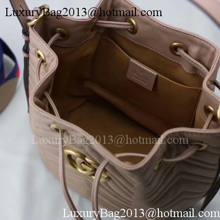 Gucci GG Marmont Quilted Leather Bucket Bag 476674 Apricot