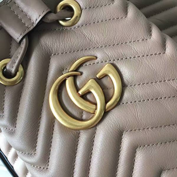 Gucci GG Marmont Quilted Leather Bucket Bag 476674 Camel