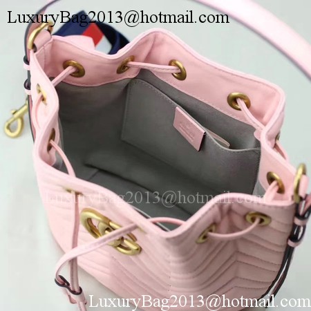 Gucci GG Marmont Quilted Leather Bucket Bag 476674 Pink