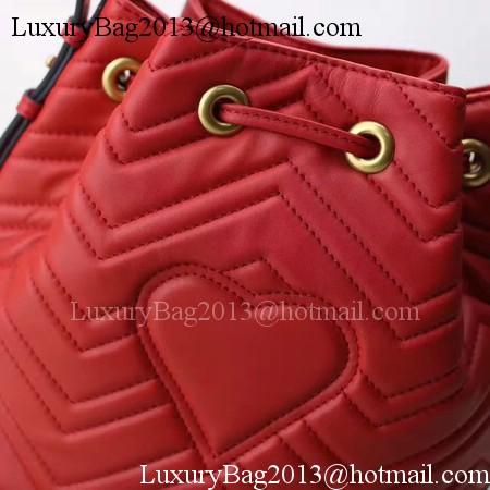 Gucci GG Marmont Quilted Leather Bucket Bag 476674 Red