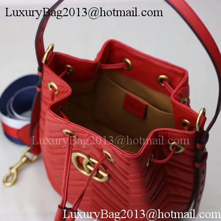 Gucci GG Marmont Quilted Leather Bucket Bag 476674 Red