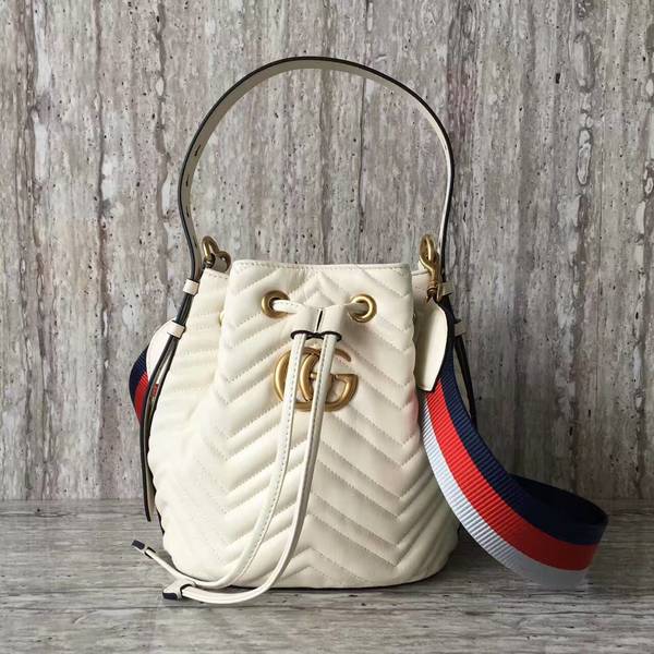 Gucci GG Marmont Quilted Leather Bucket Bag 476674 White