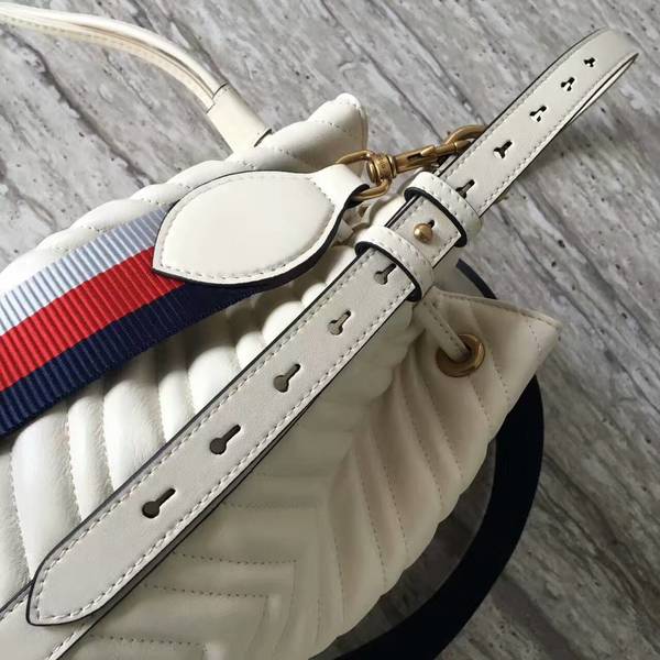 Gucci GG Marmont Quilted Leather Bucket Bag 476674 White