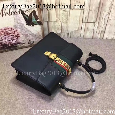 Gucci Sylvie Leather Top Handle Bag 431665 Black