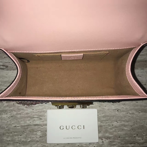 Gucci Padlock Studded Leather Shoulder Bag 432182p Pink