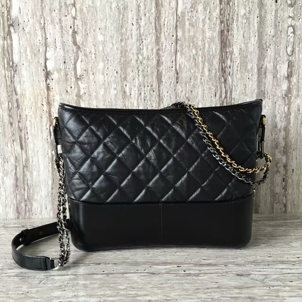 Chanel Gabrielly Calf Leather Shoulder Bag 93824 Black