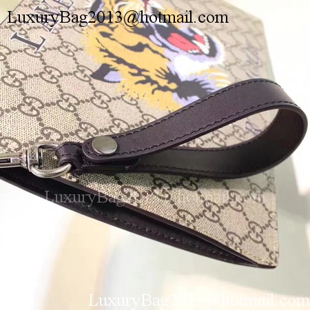 Gucci Angry Cat Print GG Supreme Pouch 473904 Tiger