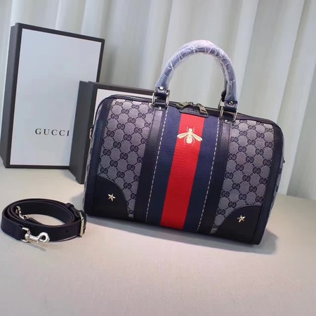 Gucci Vintage Web Multicolour Canvas Boston Bag 406868 Blue