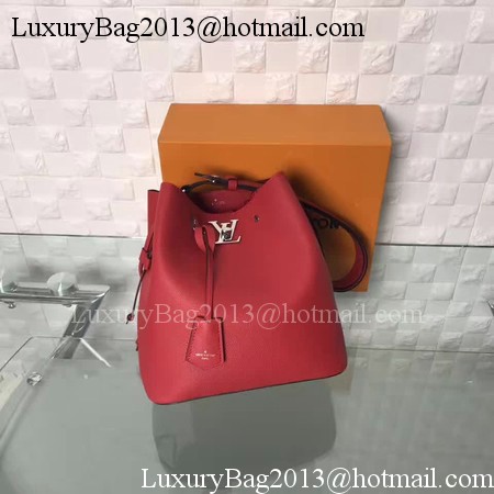 Louis Vuitton Soft Calfskin LOCKME BUCKET M54677 Red