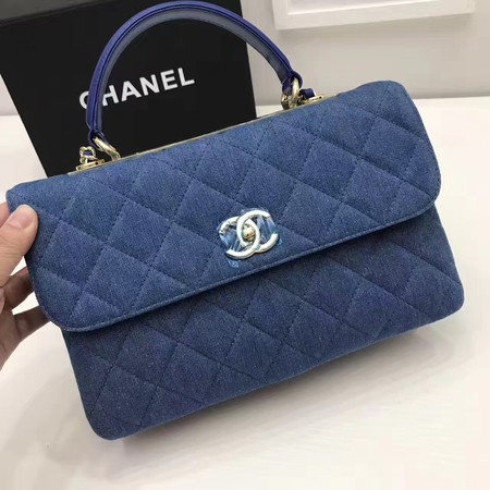 Chanel Classic Top Flap Bag Blue Original Denim A92236 Gold