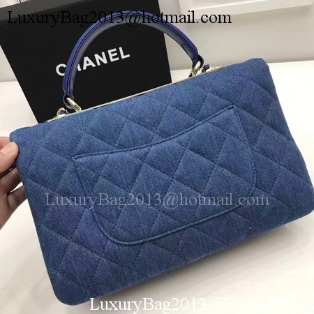 Chanel Classic Top Flap Bag Blue Original Denim A92236 Gold