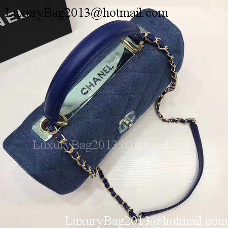 Chanel Classic Top Flap Bag Blue Original Denim A92236 Gold