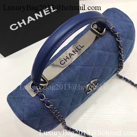 Chanel Classic Top Flap Bag Blue Original Denim A92236 Silver