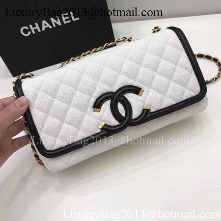 Chanel Flap Shoulder Bag Original Cannage Pattern A94430 White&Black