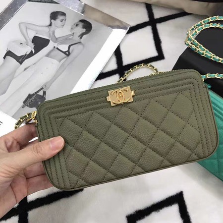 Chanel mini Shoulder Bag Cannage Pattern A94452 Dark Green