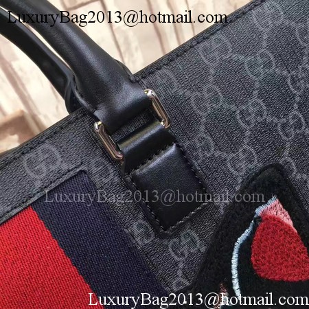 Gucci GG Supreme Tote with Embroidered Angry Cat 478326 Black