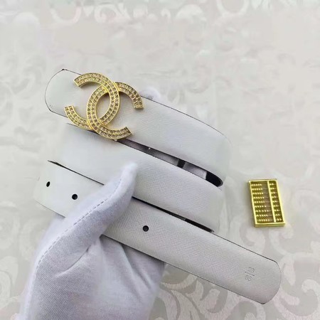 Chanel 30mm Leather Belt CH5235 White