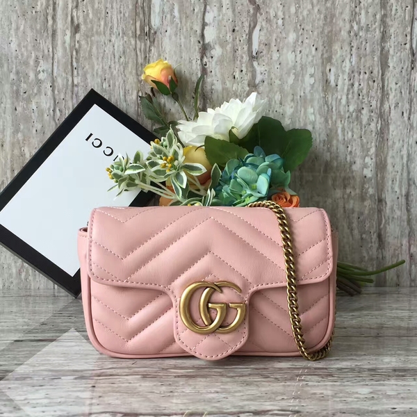 Gucci GG Marmont Velvet Nano Shoulder Bag 476433A Light Pink