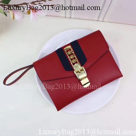 Gucci Calfskin Leather Clutch 477627 Red