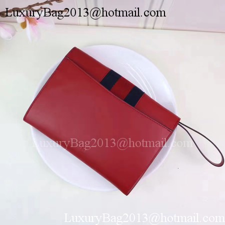 Gucci Calfskin Leather Clutch 477627 Red