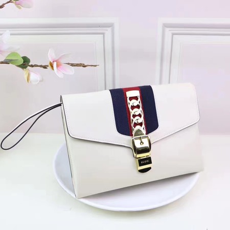 Gucci Calfskin Leather Clutch 477627 White