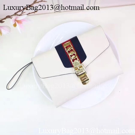 Gucci Calfskin Leather Clutch 477627 White