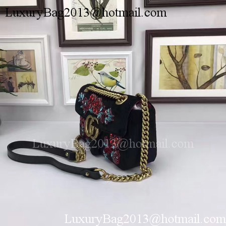 Gucci GG Marmont Embroidered Velvet mini Bag 446744 Black